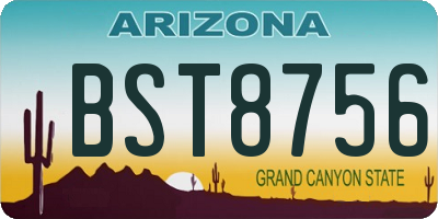 AZ license plate BST8756