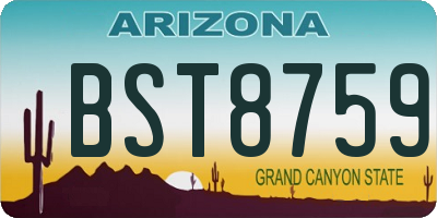 AZ license plate BST8759