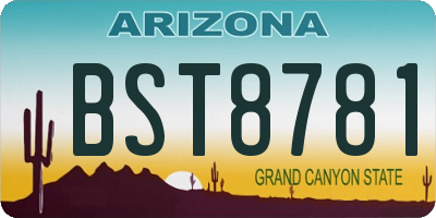 AZ license plate BST8781