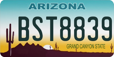 AZ license plate BST8839