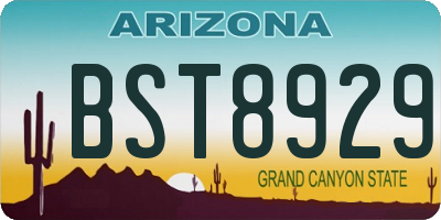 AZ license plate BST8929