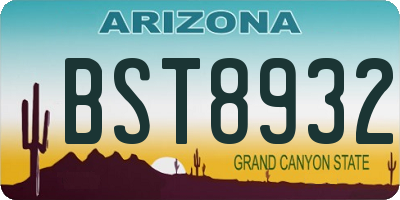 AZ license plate BST8932