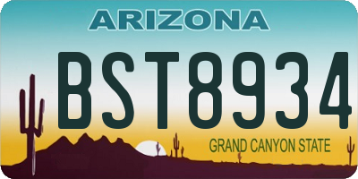 AZ license plate BST8934