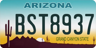AZ license plate BST8937