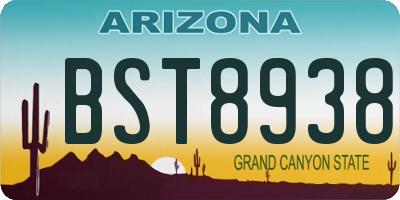 AZ license plate BST8938