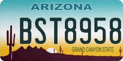 AZ license plate BST8958