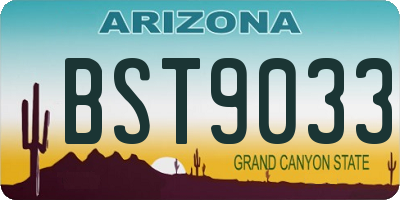 AZ license plate BST9033