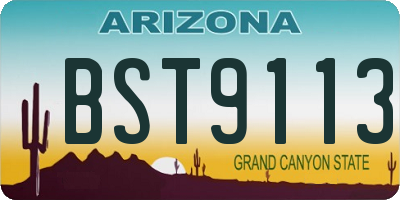 AZ license plate BST9113