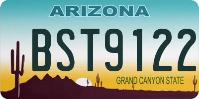 AZ license plate BST9122