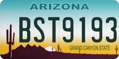 AZ license plate BST9193