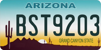 AZ license plate BST9203