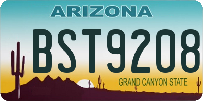 AZ license plate BST9208