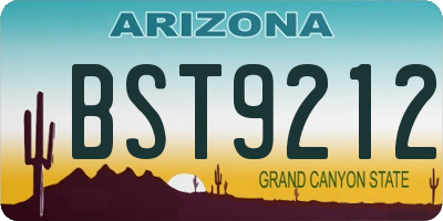 AZ license plate BST9212