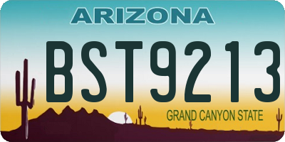 AZ license plate BST9213