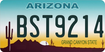 AZ license plate BST9214