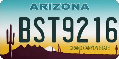 AZ license plate BST9216