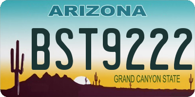 AZ license plate BST9222