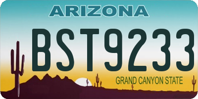 AZ license plate BST9233