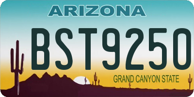 AZ license plate BST9250