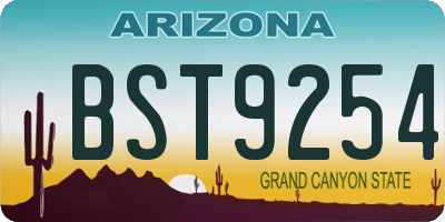 AZ license plate BST9254