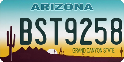 AZ license plate BST9258