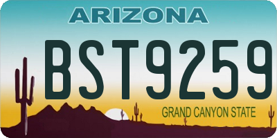 AZ license plate BST9259