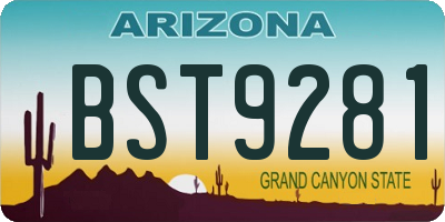 AZ license plate BST9281