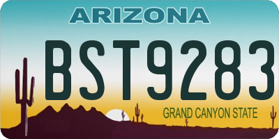 AZ license plate BST9283