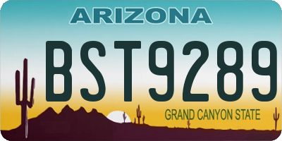 AZ license plate BST9289