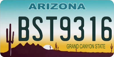 AZ license plate BST9316