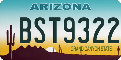 AZ license plate BST9322