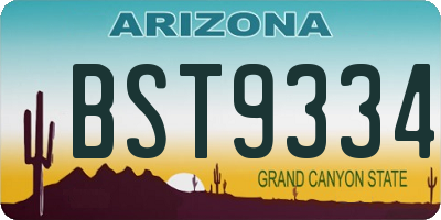 AZ license plate BST9334