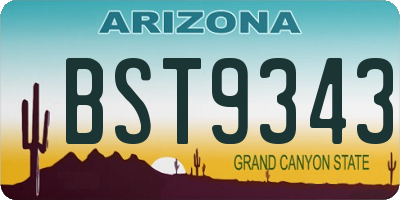 AZ license plate BST9343