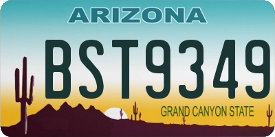 AZ license plate BST9349