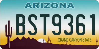 AZ license plate BST9361