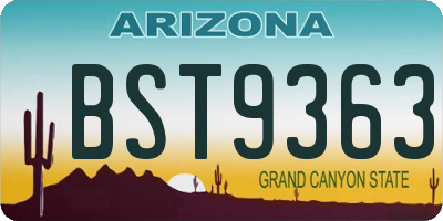 AZ license plate BST9363