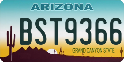 AZ license plate BST9366