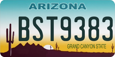 AZ license plate BST9383