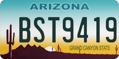 AZ license plate BST9419