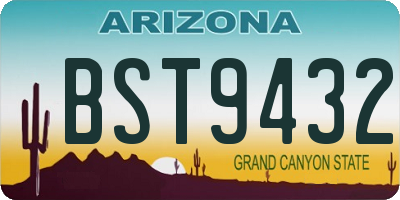 AZ license plate BST9432