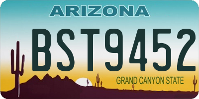 AZ license plate BST9452