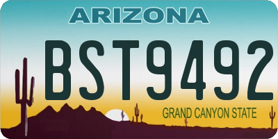 AZ license plate BST9492