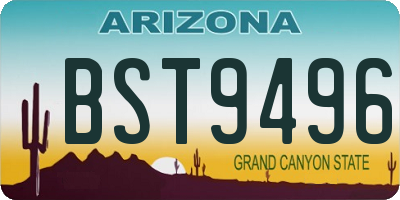 AZ license plate BST9496