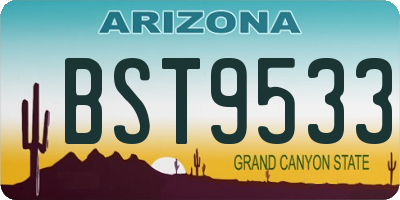 AZ license plate BST9533