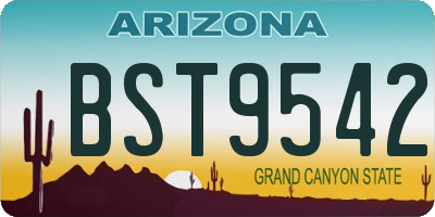 AZ license plate BST9542