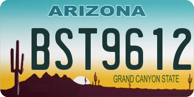 AZ license plate BST9612