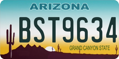 AZ license plate BST9634