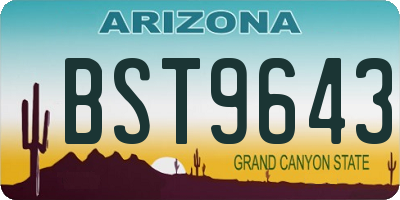 AZ license plate BST9643