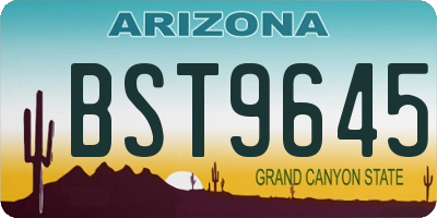 AZ license plate BST9645