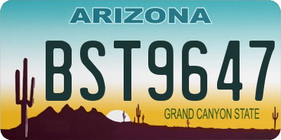 AZ license plate BST9647